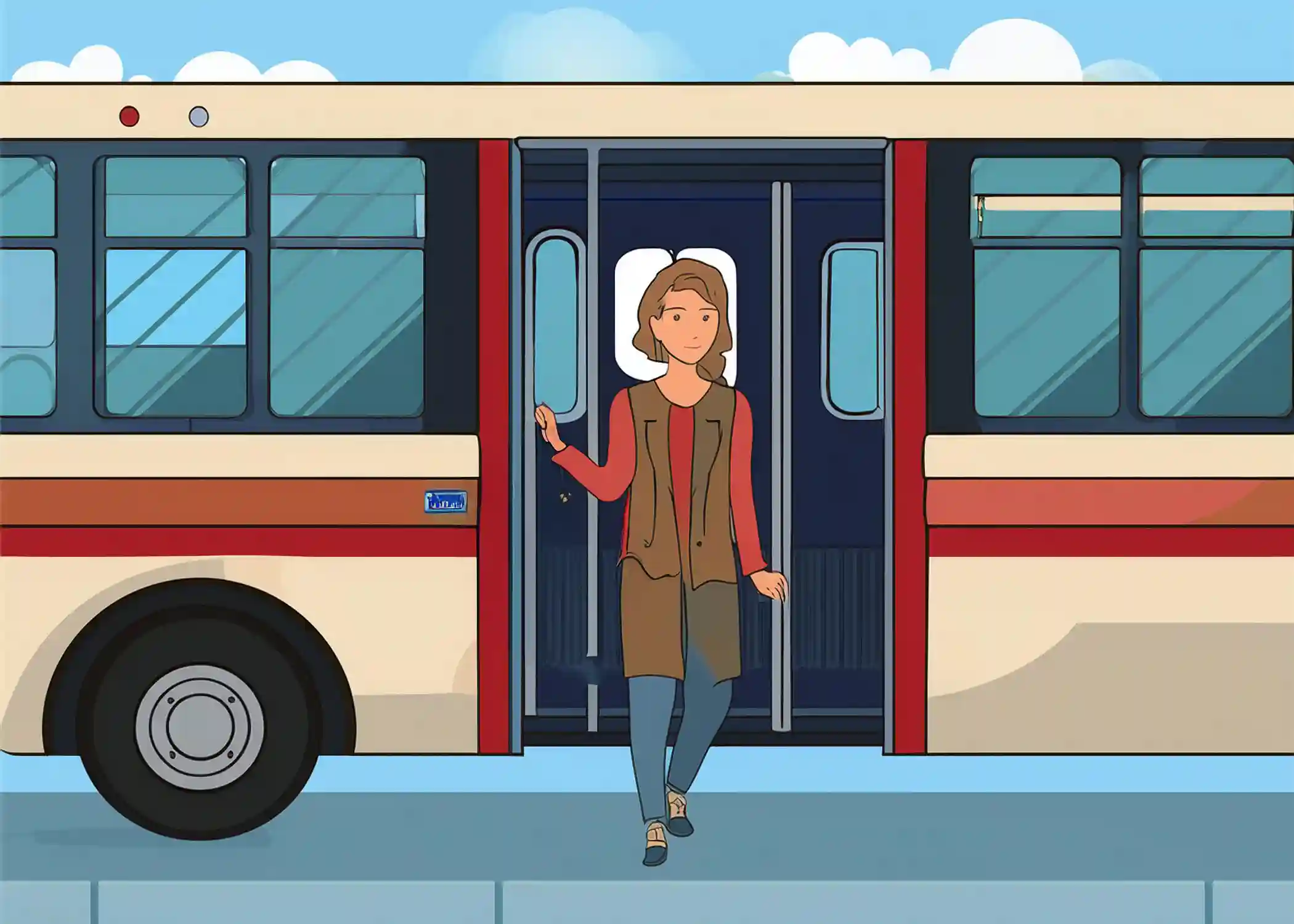 Passenger exiting a bus