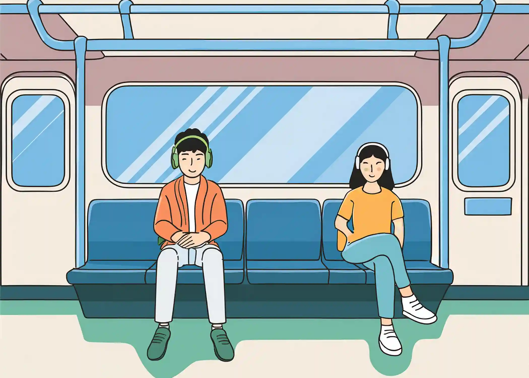 People showing public transport etiquette