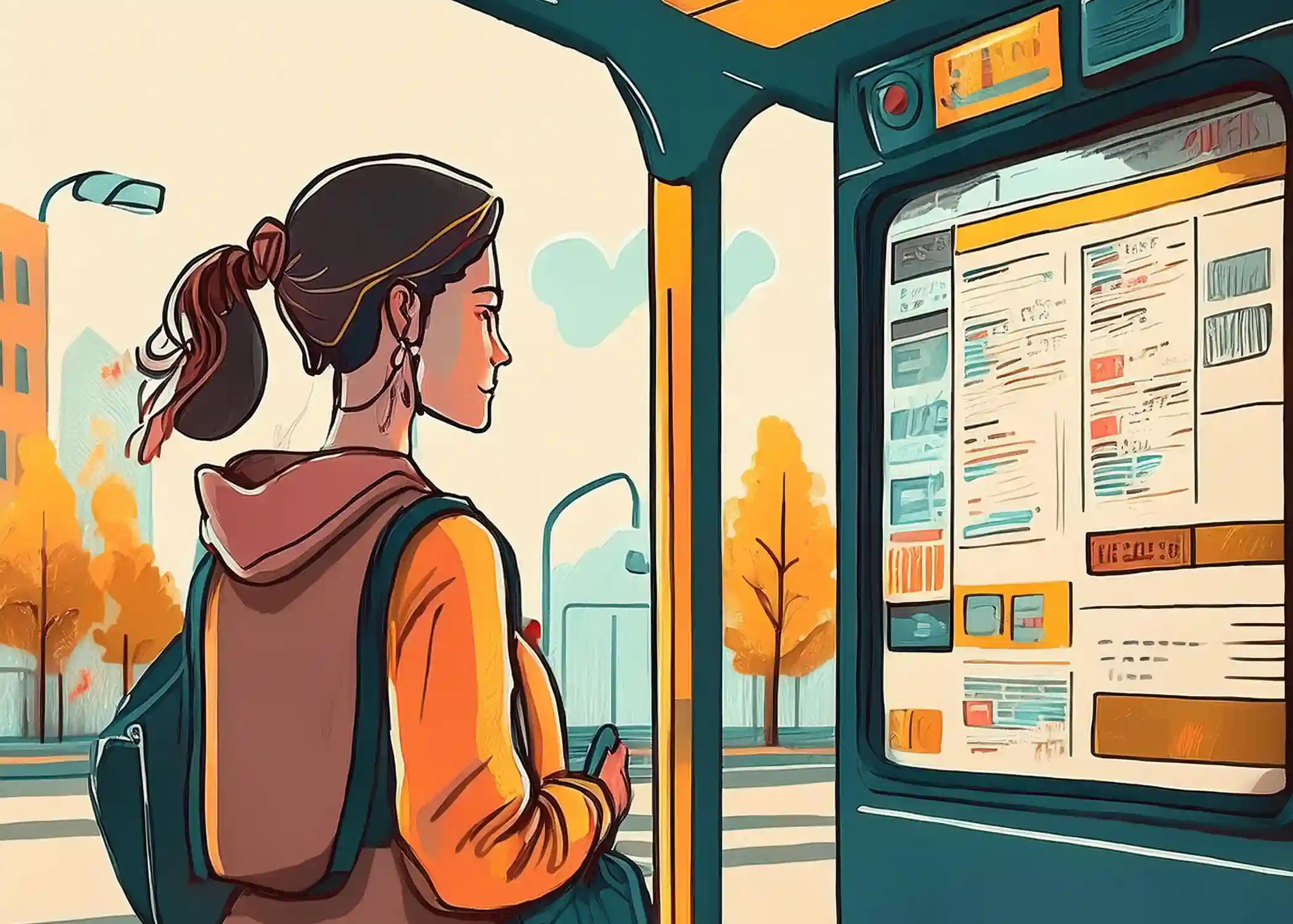 Person reading public transport timetable