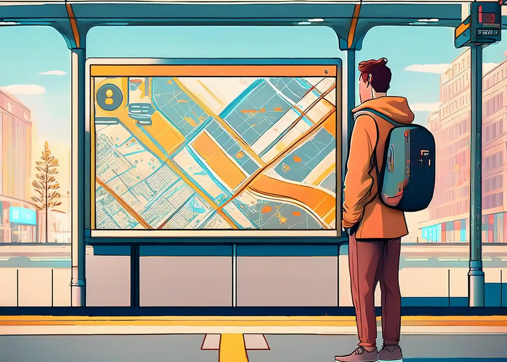 Person reading public transport map