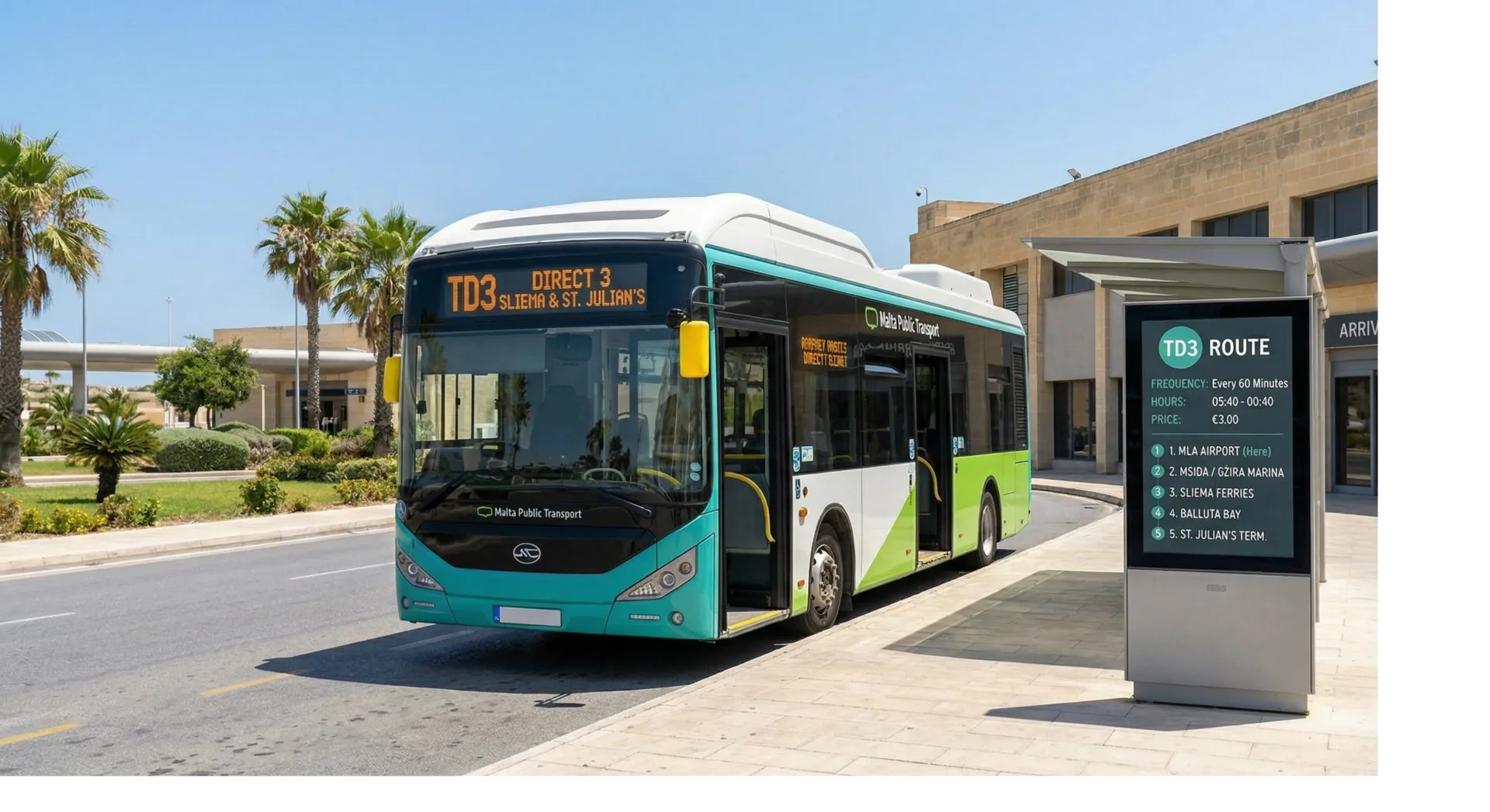 Malta airport bus TD3